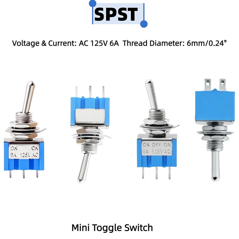 EGSCST 5 قيم 15 قطعة مجموعة مفاتيح التبديل الصغيرة SPST 6A 125V ON/Off/ON 2/3/6 دبابيس 2/3 موضع مفاتيح روكر الصغيرة 6 أمبير 125 فولت - Image 3